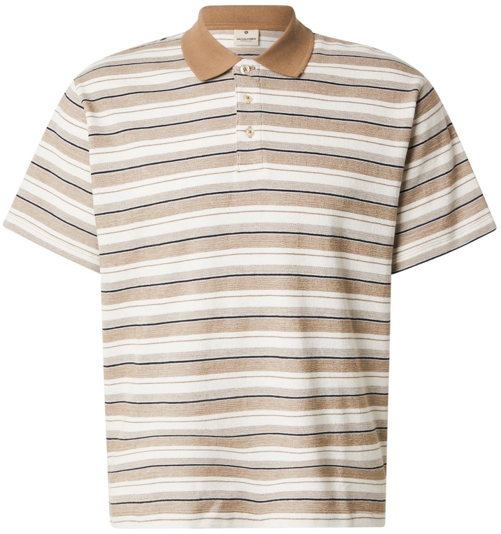 Jack & Jones Premium Tričko 'JPRBLUREMY'  farba ťavej srsti / čierna / biela