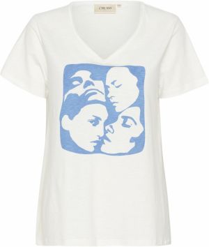 Cream Tričko 'CR Lavika'  kráľovská modrá / biela