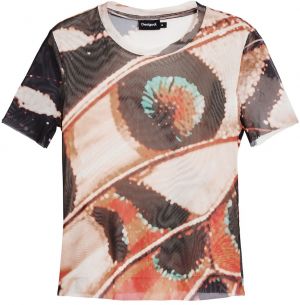 Desigual Tričko  svetločervená / čierna / biela