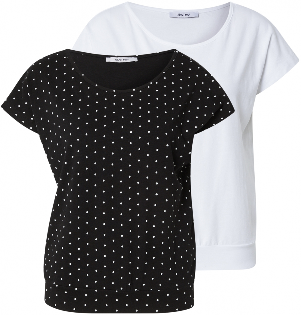 ABOUT YOU Tričko 'Celina'  čierna / biela