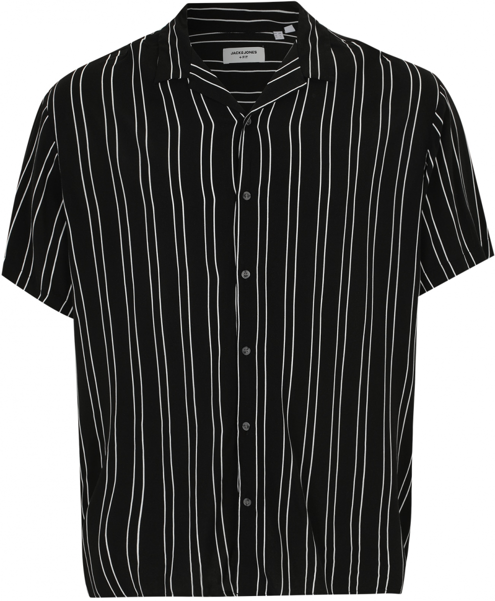 Jack & Jones Plus Košeľa 'JJEJeff'  čierna / biela