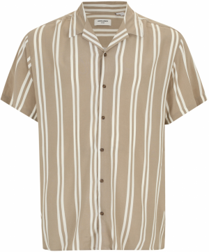 Jack & Jones Plus Košeľa 'JJEJeff'  tmavobéžová / biela