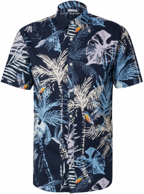 JACK & JONES Košeľa 'JJHawaii'  tmavomodrá / svetlomodrá / oranžová / biela