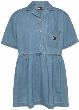 Tommy Jeans Košeľové šaty  modrá denim