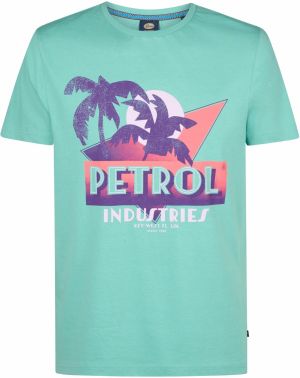 Petrol Industries Tričko 'Azul'  tyrkysová / tmavofialová / staroružová / biela