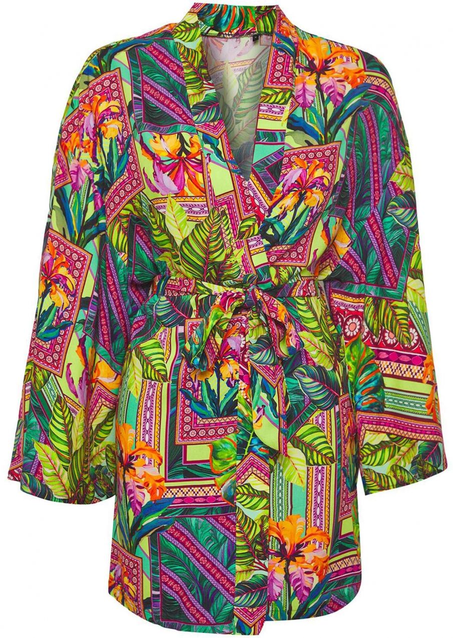Trendyol Kimono  tyrkysová / smaragdová / jablková / oranžová
