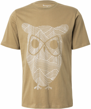 KnowledgeCotton Apparel Tričko  kaki / biela