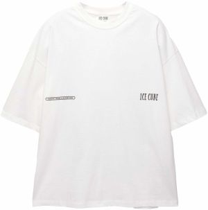 Pull&Bear Tričko 'ICE CUBE'  čierna / biela