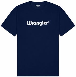 WRANGLER Tričko 'LOGO TEE'  námornícka modrá / biela