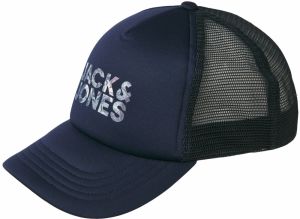 JACK & JONES Čiapka 'JACDREW'  tmavomodrá / sivá / biela