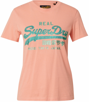 Superdry Tričko  zelená / broskyňová
