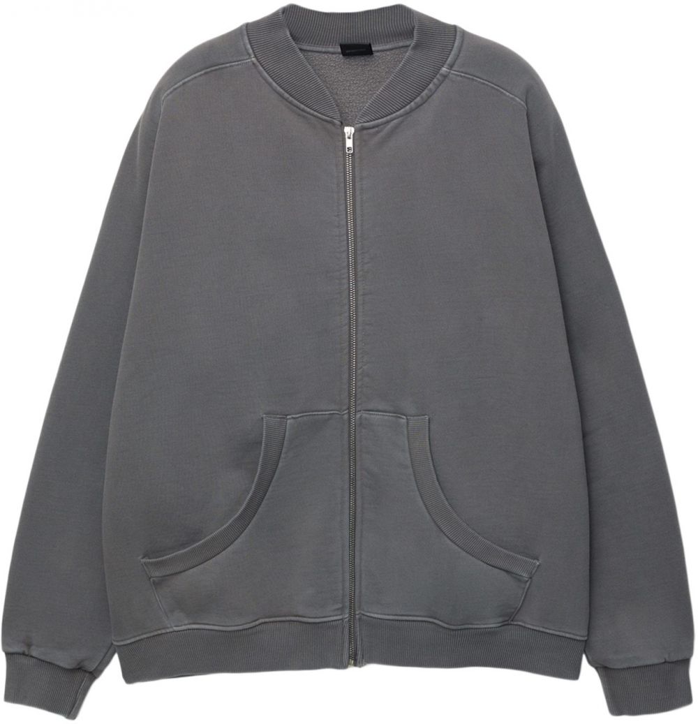 Pull&Bear Tepláková bunda  tmavosivá