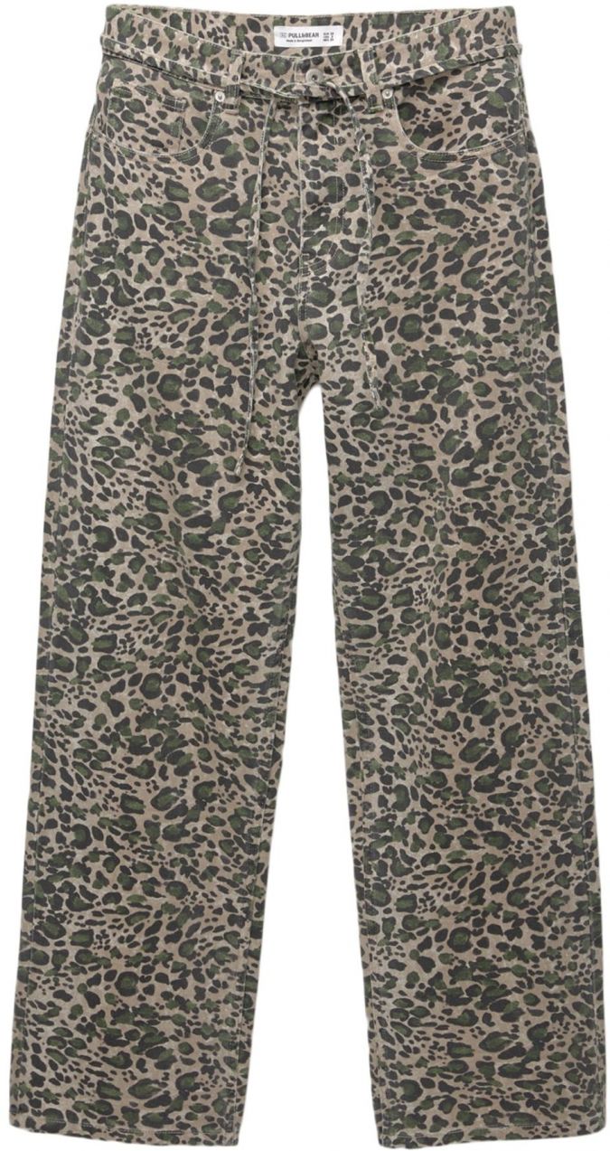 Pull&Bear Džínsy  hnedá / tmavozelená / čierna