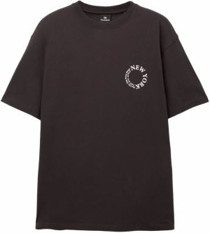 Pull&Bear Tričko 'CAMISETA MC CITY MC NEW YORK'  čierna / biela