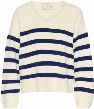 Cream Sveter 'CR Muka'  svetlobéžová / tmavomodrá