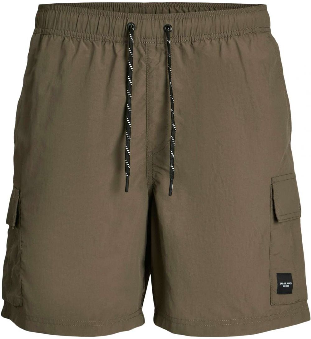 JACK & JONES Plavecké šortky 'JPSTNaxos'  hnedá melírovaná / čierna / biela