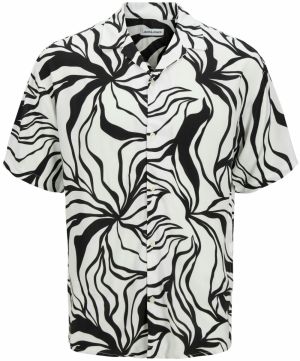 JACK & JONES Košeľa 'JJJEFF'  čierna / biela