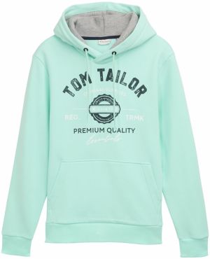 TOM TAILOR Mikina  mätová / tmavozelená / biela