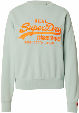 Superdry Mikina  pastelovo zelená / tmavooranžová