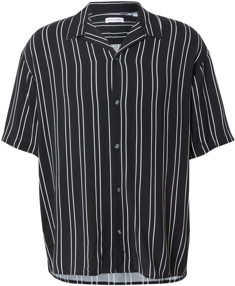 JACK & JONES Košeľa 'JJEJeff'  čierna / biela