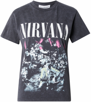 TOPSHOP Tričko 'Nirvana'  antracitová / ružová / biela