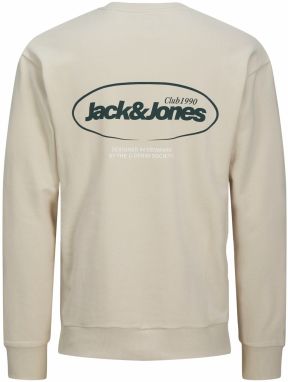 JACK & JONES Mikina 'JJEBradley'  béžová / tmavozelená / biela