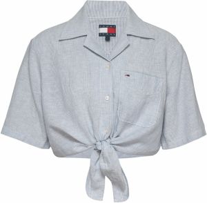 Tommy Jeans Blúzka  sivý denim / biela