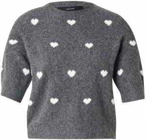 VERO MODA Sveter 'VMDOFFY INTARSIA'  tmavosivá / biela