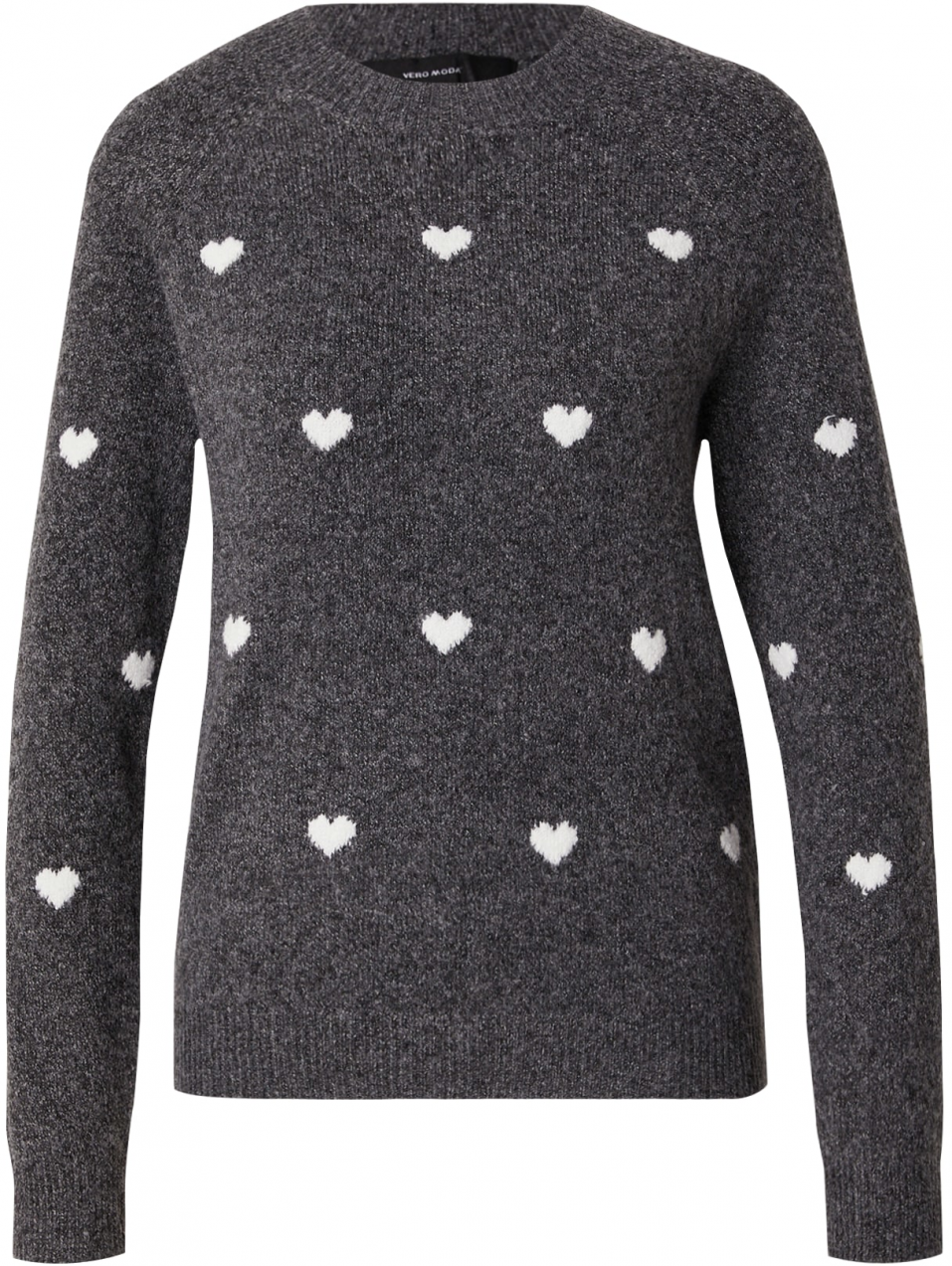 VERO MODA Sveter 'VMDOFFY INTARSIA'  sivá melírovaná / biela