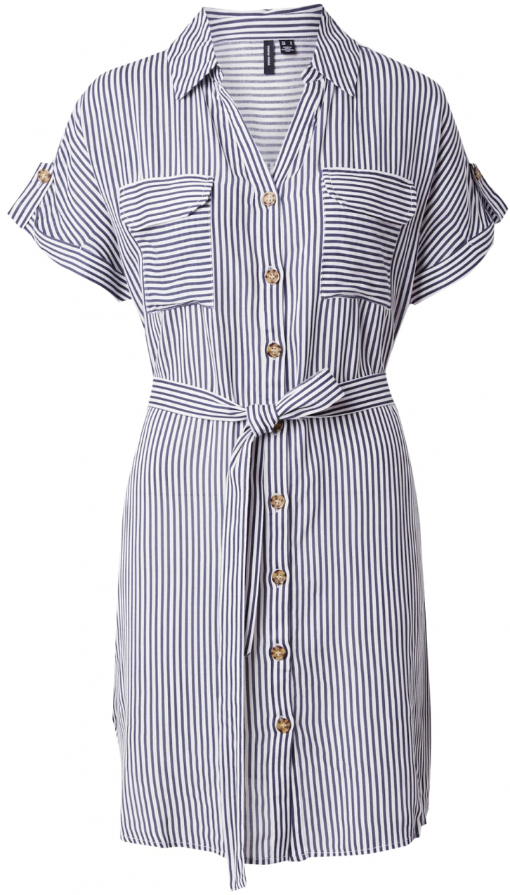 VERO MODA Košeľové šaty 'VMBumpy'  modrá / biela