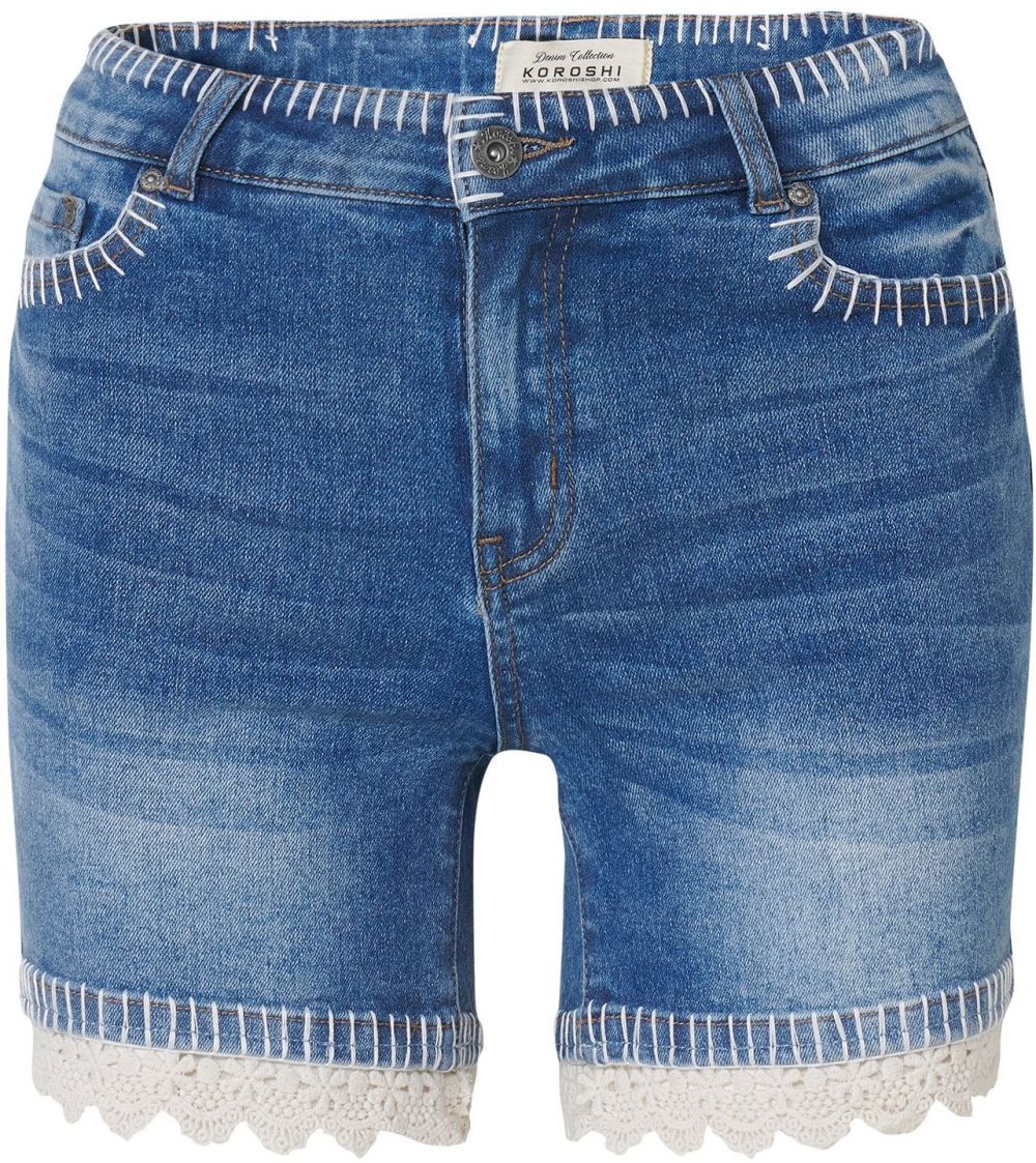 KOROSHI Džínsy  modrá denim / šedobiela