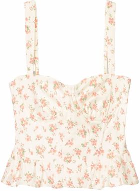 Bershka Top  svetlobéžová / zelená / broskyňová / ružová