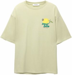 Pull&Bear Tričko 'LIMON'  žltá / zelená / svetlozelená / čierna