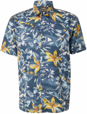 Superdry Košeľa  modrá / svetlomodrá / oranžová / biela