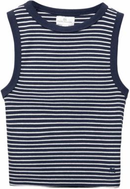 Pull&Bear Top  tmavomodrá / biela