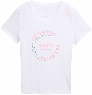 TOM TAILOR DENIM Tričko  jedľová / ružová / biela