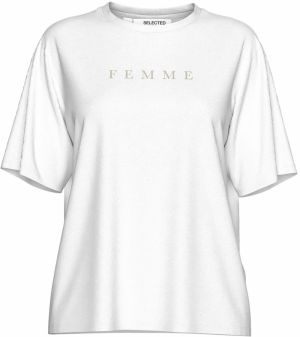SELECTED FEMME Tričko 'SLFVILJA'  piesková / biela