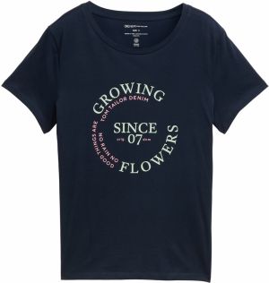 TOM TAILOR DENIM Tričko  tmavomodrá / mätová / ružová