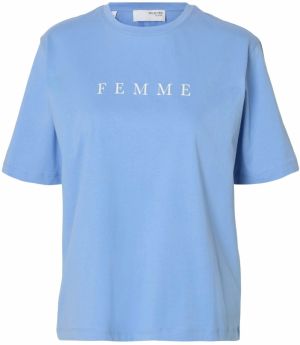 SELECTED FEMME Tričko 'VILJA'  svetlomodrá / biela