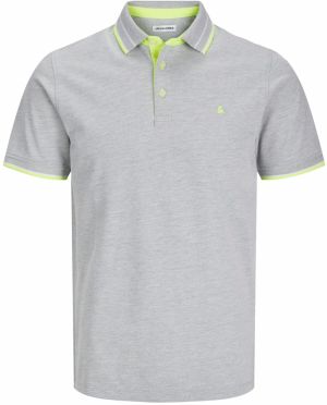 JACK & JONES Tričko 'JJEPaulos'  limetková / sivá melírovaná / biela