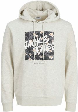 JACK & JONES Mikina 'JJHAWAII'  sivá / oranžová / čierna / biela melírovaná