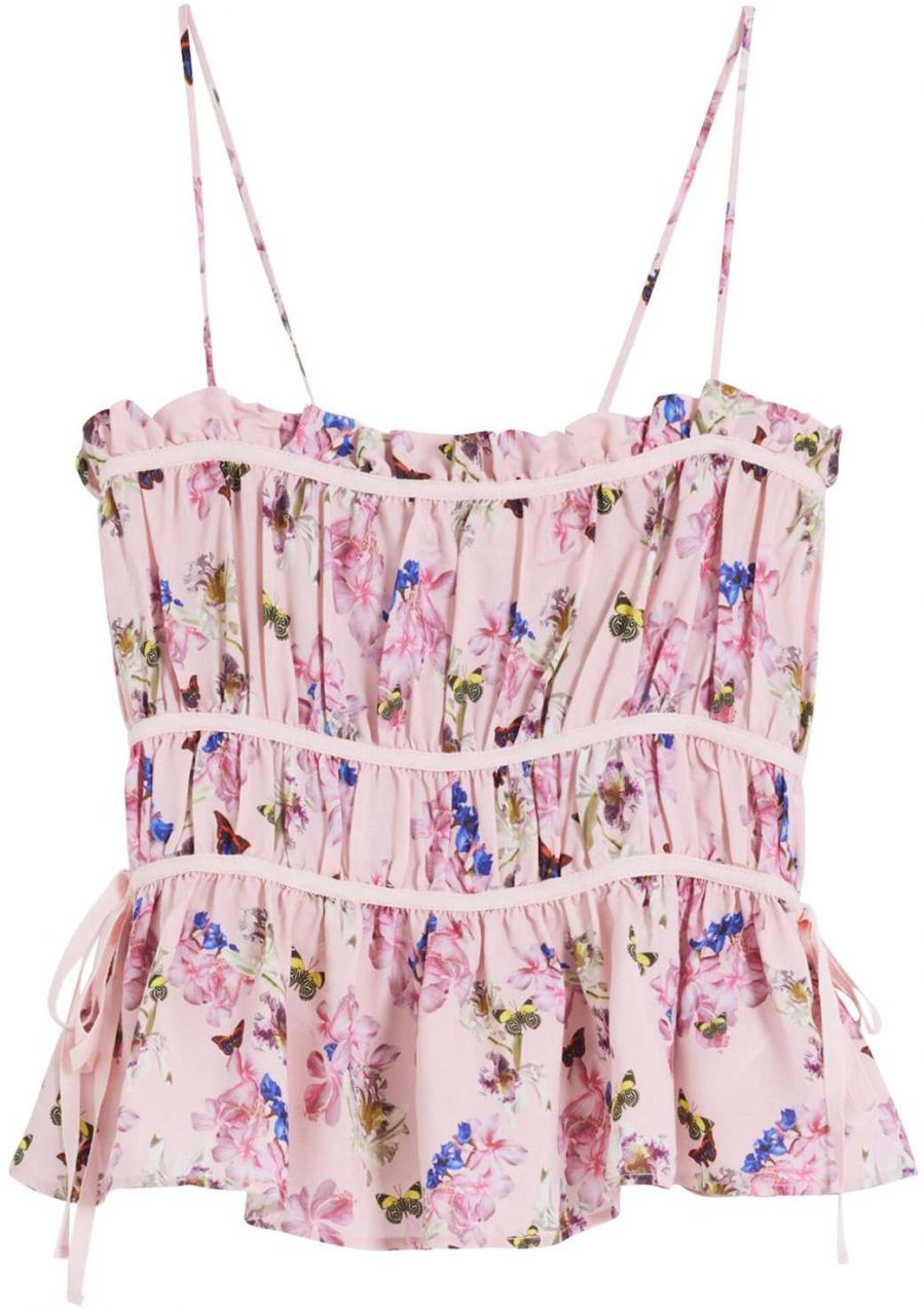 Desigual Top  tmavozelená / ružová / červená