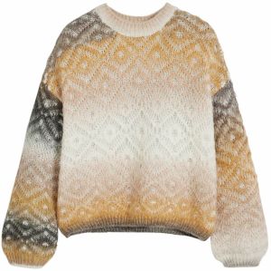 Desigual Sveter  béžová / žltá / tmavozelená
