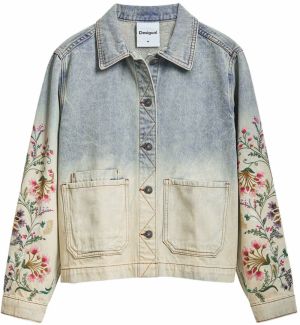 Desigual Prechodná bunda  béžová / modrá / zelená / červená