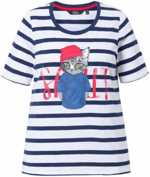 Ulla Popken Tričko  tmavomodrá / sivá / červená / biela