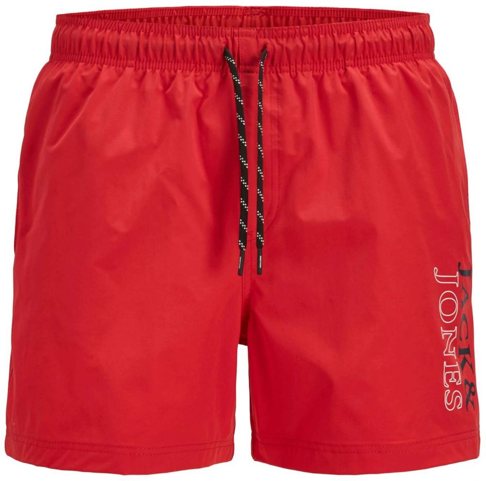 JACK & JONES Plavecké šortky 'JPSTMaui'  červená / čierna / biela