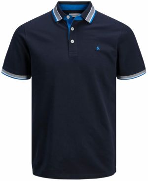 JACK & JONES Tričko 'JJEPaulos'  tmavomodrá / sivá melírovaná / biela