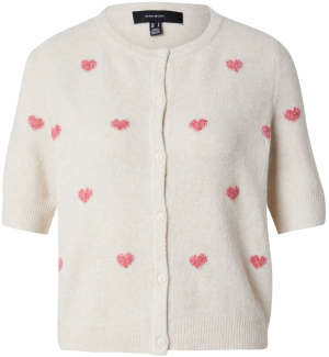 VERO MODA Kardigán 'DOFFY INTARSIA'  krémová / brusnicová