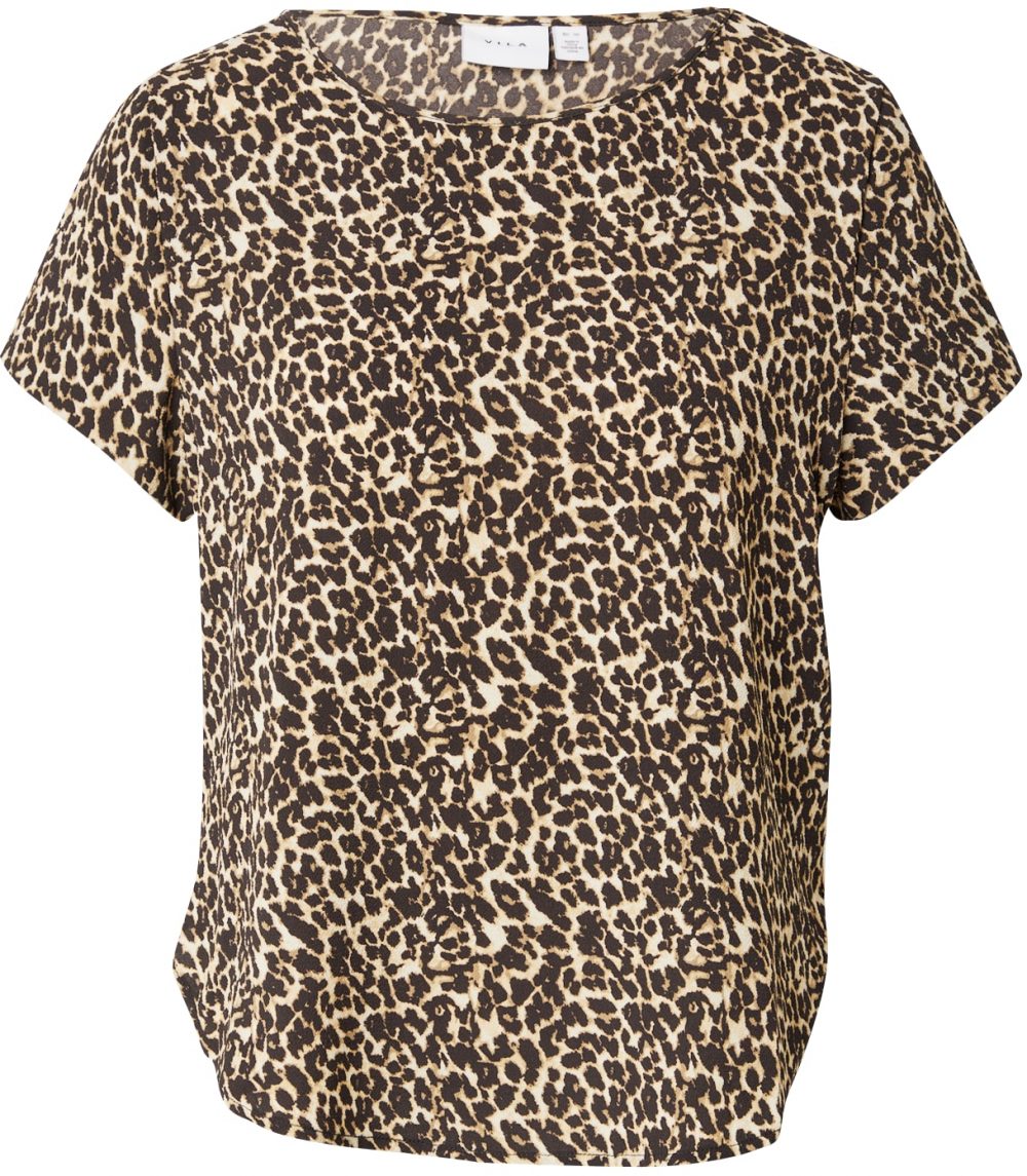 VILA Tričko 'NATHAN'  piesková / svetlohnedá / čierna