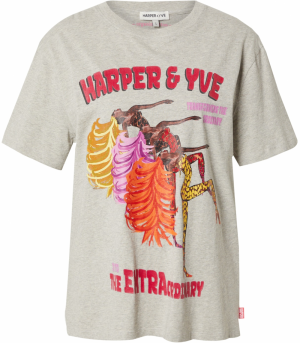 Harper & Yve Tričko  hnedá / sivá / oranžová / červená